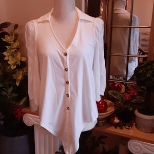 ANTHROPOLOGIE Vanessa Virginia Cotton Blend Long Front Shirt Size XS